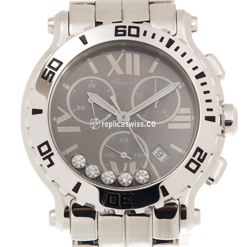 Chopard Happy Sport Quartz - Black Dial - Steel Case - Silver Band